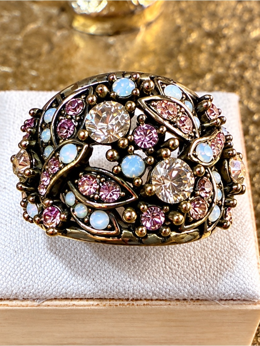 Heidi Daus "Fantasy in Flight" Dragonfly Crystal Band Ring Bronzetone *Size 8 - Picture 4 of 6